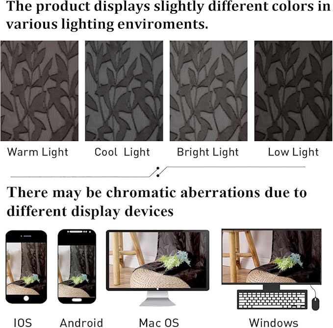 Lecloud Leia Chocolate Brown Sheer Curtains 84 Inches Long 2 Panels, Jacquard - Image 5