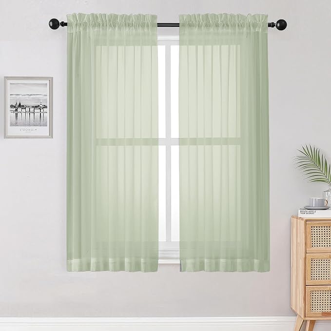 OWENIE Sheer Curtains 54 inches Long 2 Panles by OWENIE