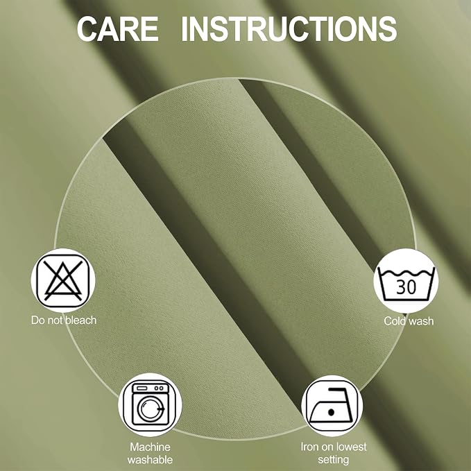 LEMOMO Sage Green Blackout Curtains/38 x 54 Inch/Set of Two Panels Grommet - Image 4