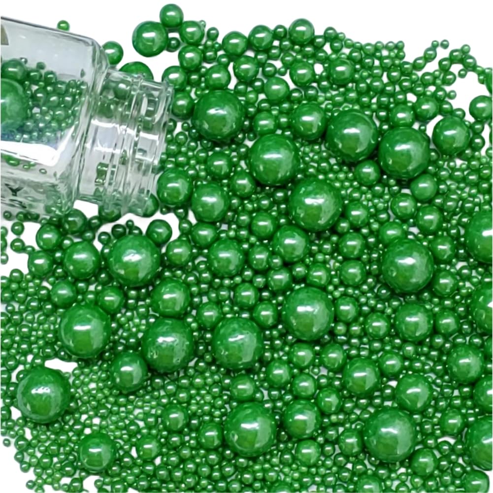 Edible Pearl Sugar Sprinkles Christmas Green Candy Mixing Size Baking Edible Cake Decorations Cupcake Toppers Cookie Decorating Celebrations Wedding Valentines Easter Halloween Christmas Supplies 120g/ 4.24oz