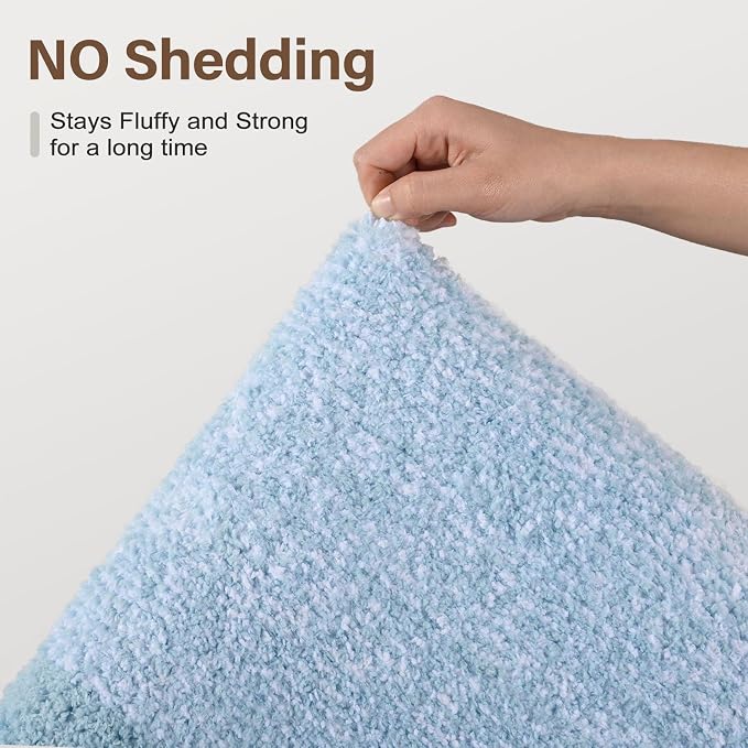 70x24 Long Bathroom Rugs Washable Non Slip, Light Blue Bath Mat - Image 8