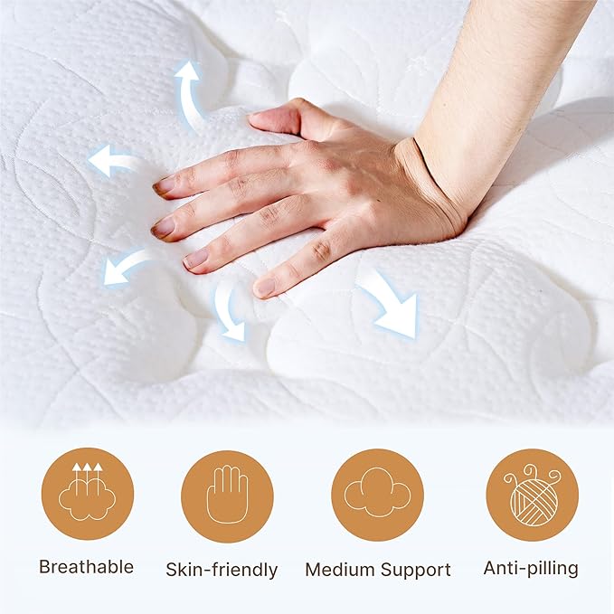 Twin Size Mattress, 12 Inch Medium Firm Foam Hybrid Mattress with Individual Pocket Springs for Motion Isolation & Edge Support, Mattress in A Box CertiPUR-US Certified