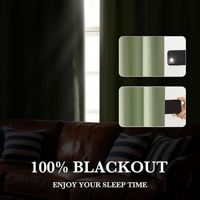 RYB HOME 100% Blackout Basement Curtains 36 inches Long, Heat & UV Blocking - Image 5