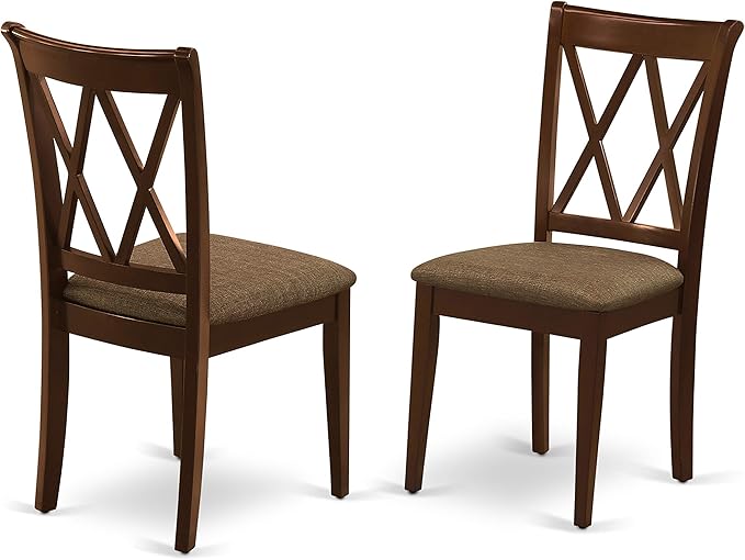 East West Furniture DOCL5-MAH-C 5 Piece Modern Dining Table Set Includes a Rectangle Wooden Table with Butterfly Leaf and 4 Linen Fabric Dining Room Chairs, 42x78 Inch, Mahogany