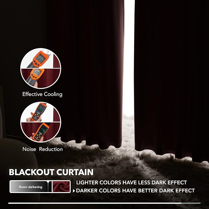 Deconovo Solid Back Tab and Rod Pocket Curtains Thermal Insulated Blackout - Image 5