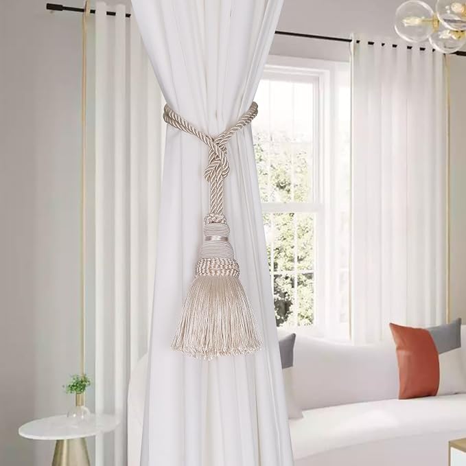 Fenghuangwu 2 Pack Curtain Tie Backs Rope Tassels - Image 3