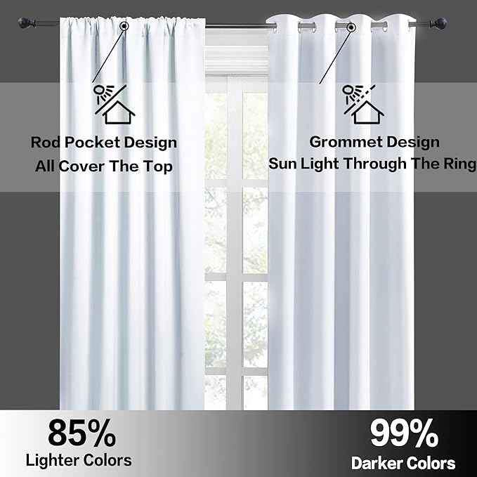 RYB HOME Short Grayish White Curtains - Image 5