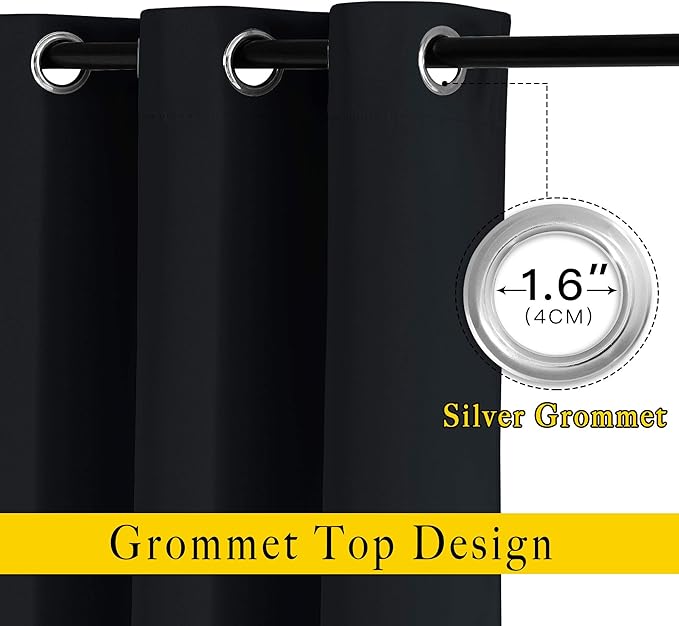 NICETOWN Black Blackout Curtains 78 inches Long 2 Panels Burg - Image 3