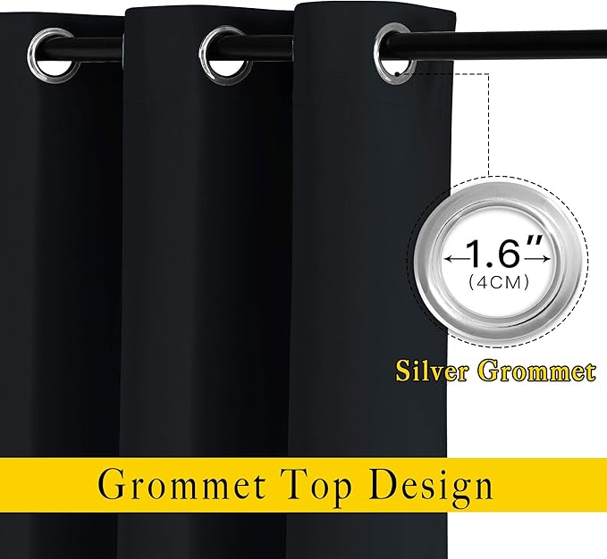 NICETOWN Black Blackout Curtains 80 inch Length 2 Panels Set - Image 3