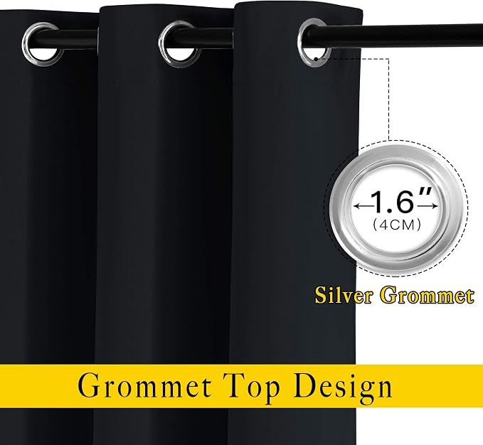 NICETOWN Black Out Curtains 63 inches Long, Grommet Blackout Window Treatment - Image 2