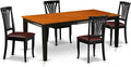 East West Furniture QUAV5-BCH-LC 5 Piece Dinette Set Includes a Rectangle Dining Room Table with Butterfly Leaf and 4 Faux Leather Upholstered Dining Chairs, 40x78 Inch, Black & Cherry