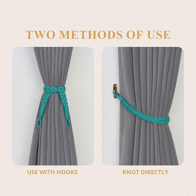 NICEEC 4 Pack Natural Cotton Rope Curtain Tiebacks Elegant Boho Style - Image 5