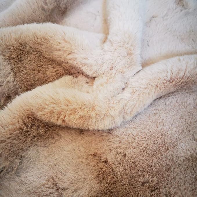Ghouse Beige 8x10 Area Rug Fluffy Faux Rabbit Fur Rug Beige Rug Plush Fuzzy - Image 6