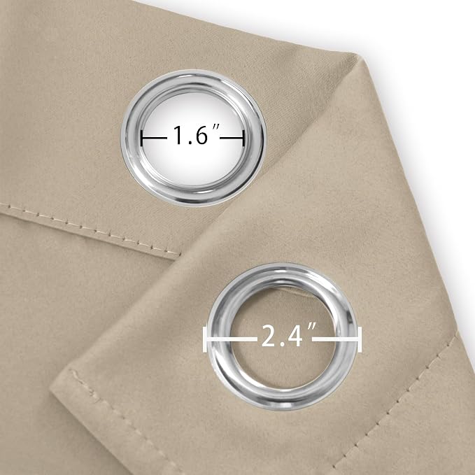 LEMOMO Blackout Curtains 66 x 72 Inch Long Khaki Curtains Set of 2 Panels Room - Image 5
