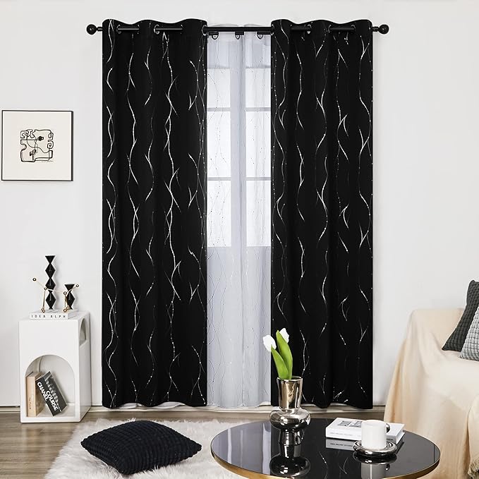 Deconovo Black Out Curtains for Living Room, 42 x 95 Inch Length 2 Panels Set - Image 2
