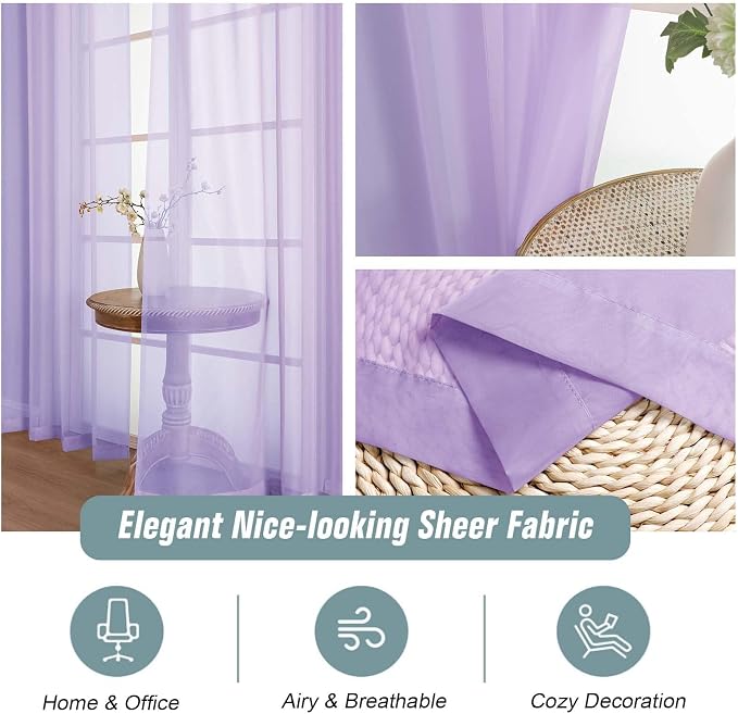 Window Sheer Curtains 45 Inches Length, Voile Short Curtains - Image 4