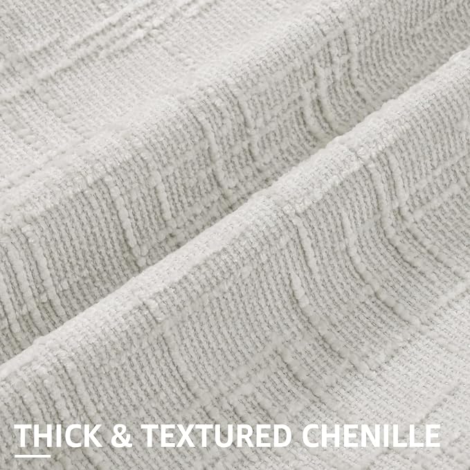 decorUhome Light Grey Chenille Throw Pillow Covers 12x20 Set of 2 Textured Soft - Image 2