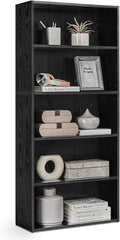 VASAGLE CUSTOS Collection - Bookshelf, 5-Tier Bookcase, Book Shelf, Open Storage Shelf, 9.4 x 23.6 x 52.8 Inches, for Living Room, Home Office, Dinning Room, Ebony Black ULBC165T56
