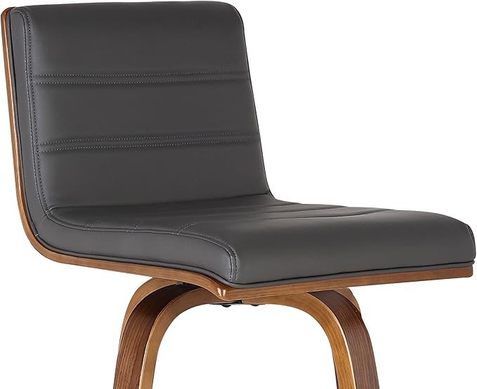 Armen Living Vienna 26" Swivel Counter Stool in Walnut Wood Finish with Gray Faux Leather - Set of 2