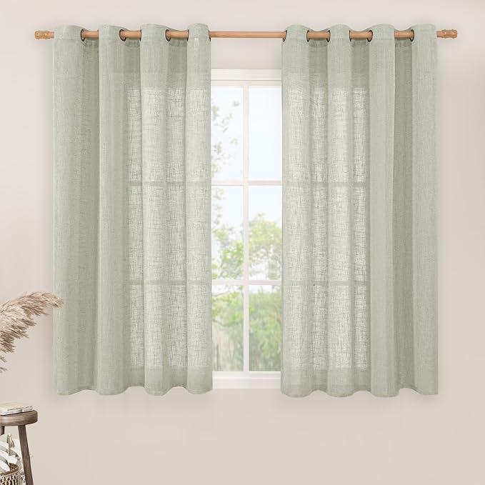 LAMIT Sage Grey Linen Curtains 45 inches Long by LAMIT