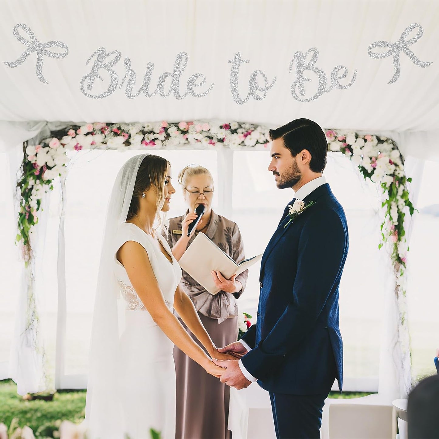 Bride to Be Banner, White Bride to Be with Bow Glitter Bachelorette Bridal Party Banner BRIDE TO BE Sign for White Bachelorette Bridal Shower Wedding Engagement Hen Party Decorations