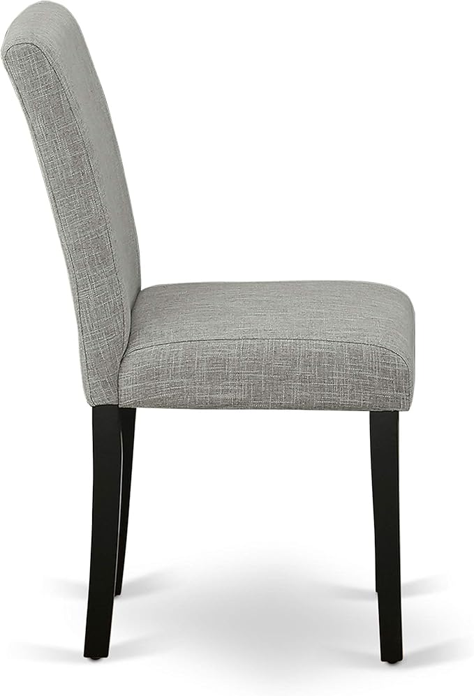 East West Furniture DUAB5-BLK-06 5 Piece Kitchen Table Set for 4 Includes a Rectangle Dining Table and 4 Shitake Linen Fabric Parson Dining Room Chairs, 36x60 Inch, Black