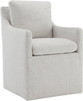 Upholstered Dining Chairs with Casters Modern Accent Armchair with Rollers for Diningroom Bedroom Livingroom Reading Room