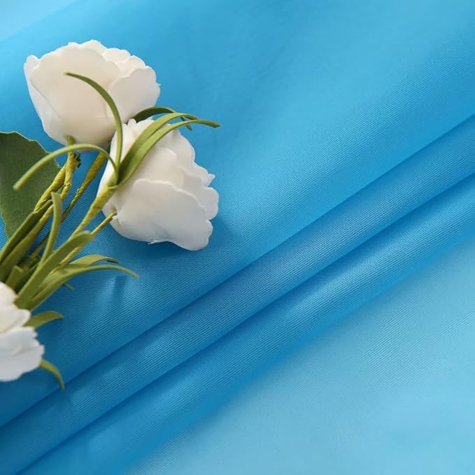 SpaceDresser Basic Rod Pocket Sheer Voile Window Curtain Panels Cyan Blue 1 - Image 4