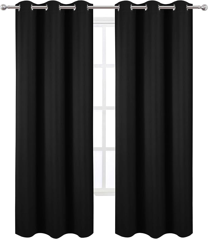 LEMOMO Black Thermal Blackout Curtains/42 x 84 Inch/Set of 2 Panels Room - Image 2