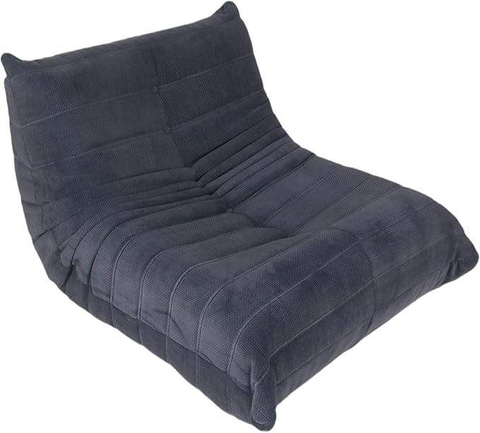 Bean Bag Chair - Memory Foam Bean Bag Chair for Adults, Comfy High-Resilience Single Sofa, Small Space Floor Chair, Chaise Lounge for Living Room, Bedroom (Dark Blue, Wrinkles)