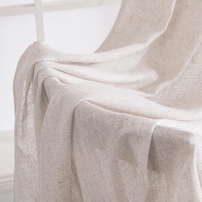 MIULEE White Linen Curtains 90 Inch Long 2 Panels Set - Image 6