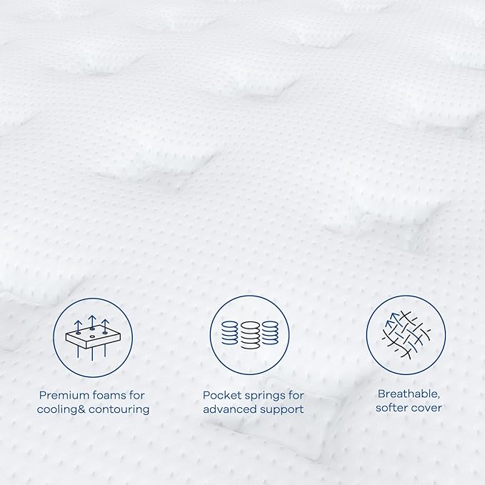 Coolvie California King Mattress in a box, Medium Firm 12 Inch Hybrid Cal King Mattress with Pocket Spring, Pressure Relief, Cooling, Personalized Support for Heavy People, CertiPUR-US® Certified Foam