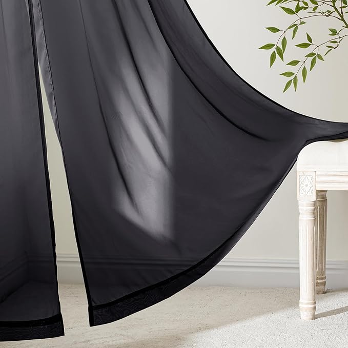 MIULEE Black Valance for Windows, 4 Panels Set, Light Filtering Small Short - Image 6