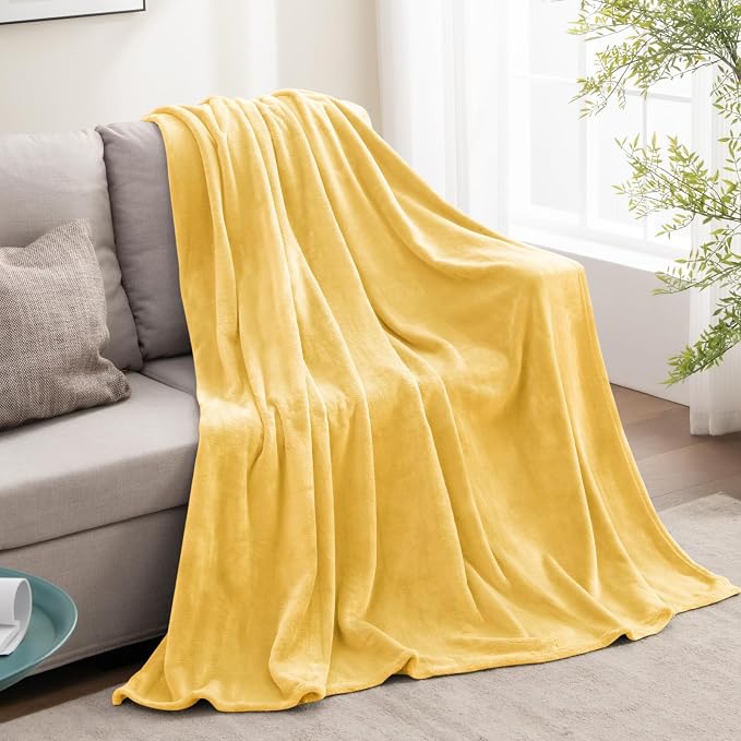BEDELITE Fleece Blanket Cream Yellow Throw Blankets - Image 6