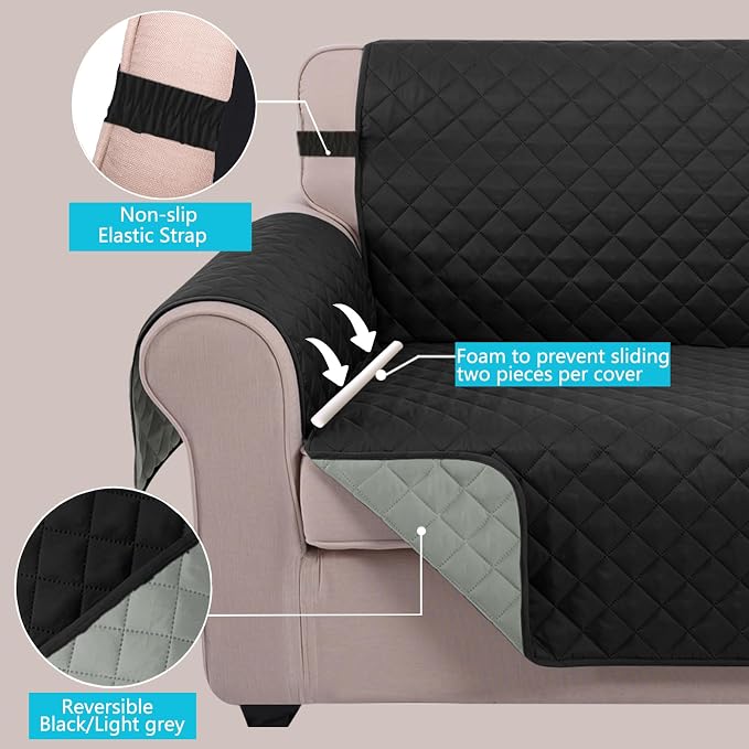 U-NICE HOME Reversible Oversized Chair Covers Quilted Water Repellent Pet - Image 3