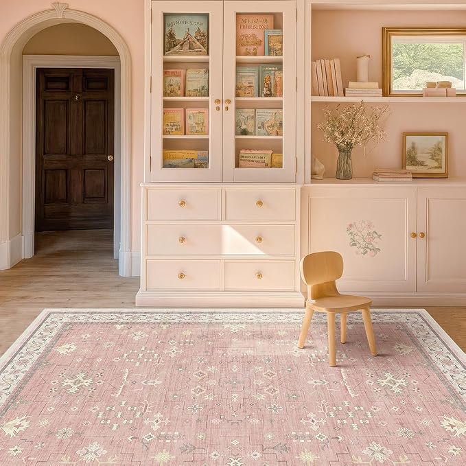 Blush Pink Girls Rugs for Bedroom - Image 6
