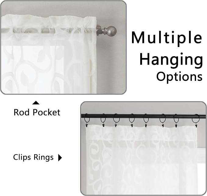 OWENIE Furman Sheer Ivory Curtains 84 inches Long - Image 4