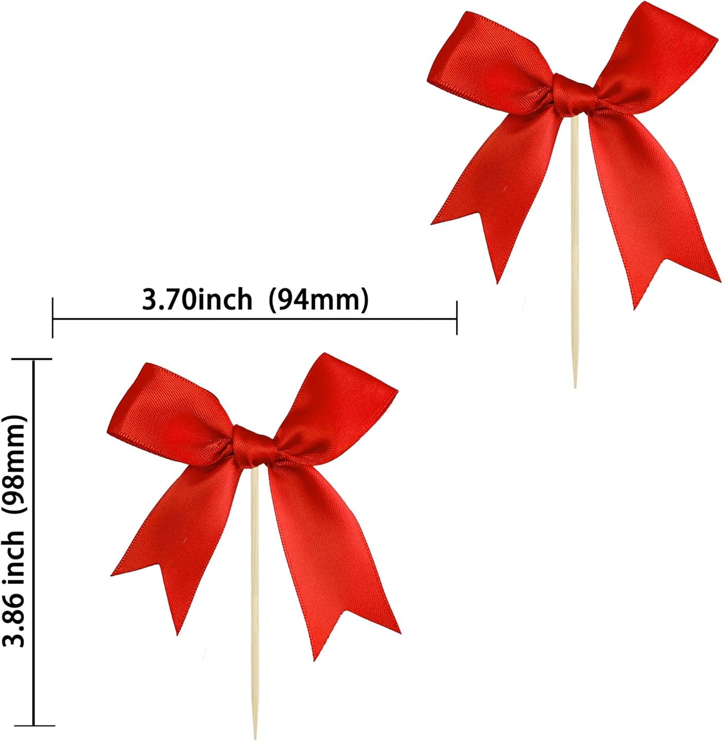 Ephlyn 24Pcs Red Bow Cupcake Toppers Bow Cake Topper Birthday Decorations Mini Bowknot Cupcake Picks for Coquette Theme Party Decoration Bachelorette Bridal Engagement Wedding Party Red