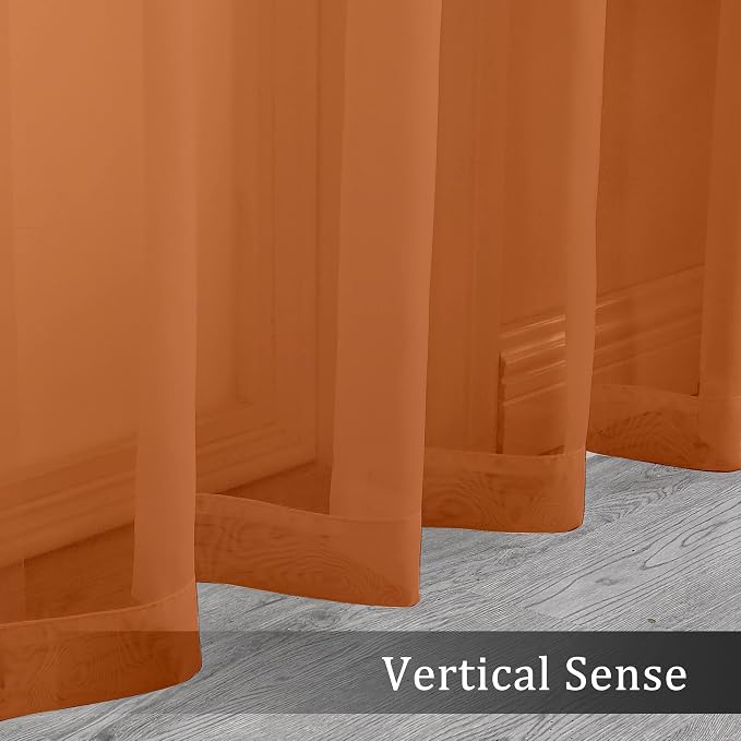 OWENIE Orange Sheer Curtains 96 Inch Length, Elegant Sheer Curtains - Image 3