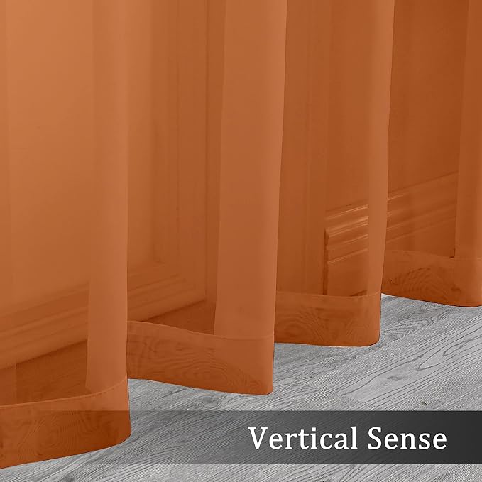 OWENIE Sheer Orange Curtains, Sheer Curtains 84 inch Length 2 Panels Set - Image 5