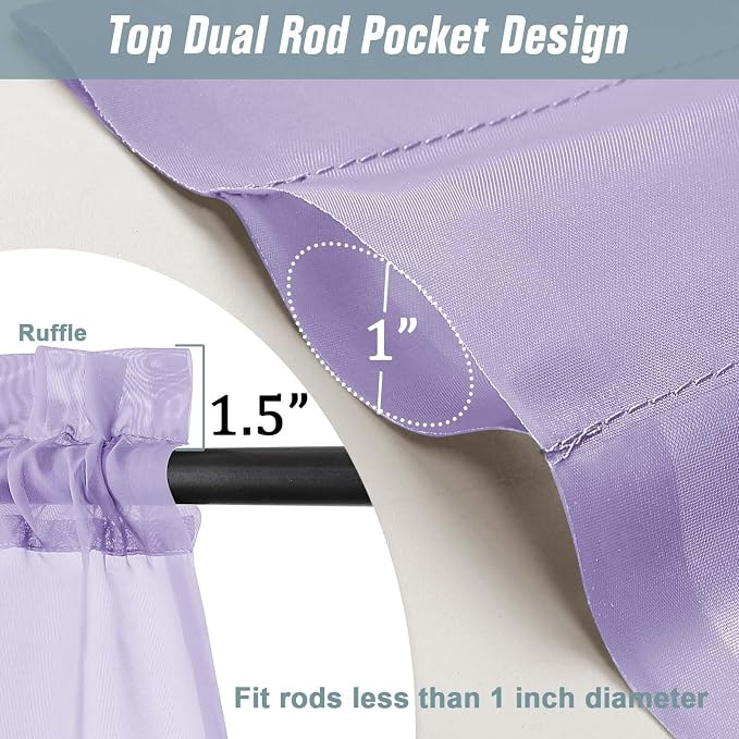 Lavender Sheer Curtains 84 Inches Long 2 Panels, Elegant Airy Transparent Light - Image 3