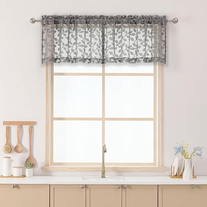 Chyhomenyc Charcoal Grey Sheer Valances by Chyhomenyc