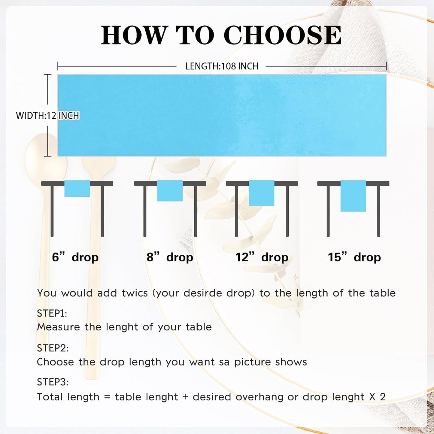 10 Pack Satin Table Runner 12 x 108 Inch Long Blue Silk Table Runner for Wedding Party Banquet Birthday Decoration