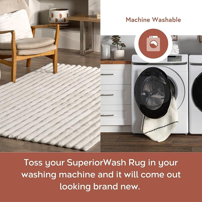 Nuloom SuperiorWash Collection Kai Off-White, Soft and Cozy, High Traffic - Image 3