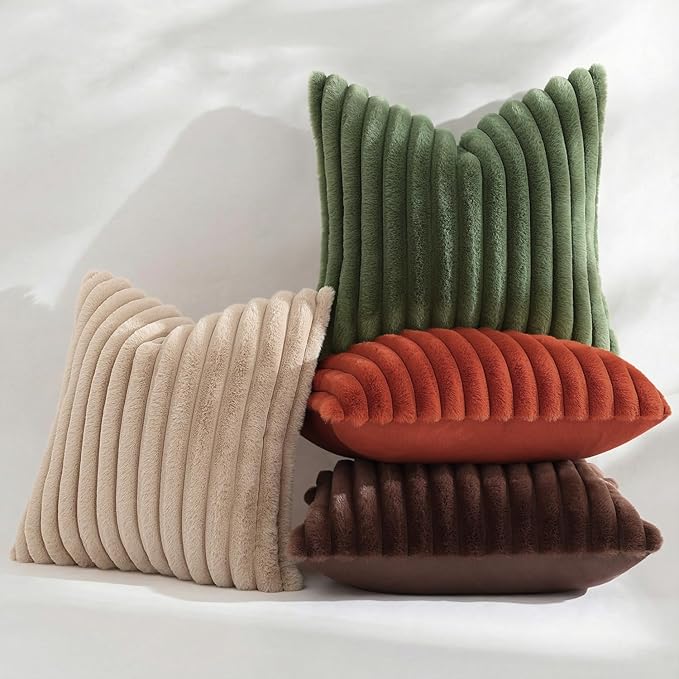decorUhome Cozy Faux Fur Throw Pillow Covers 16x16 Set of 2 Decorative Soft - Image 9