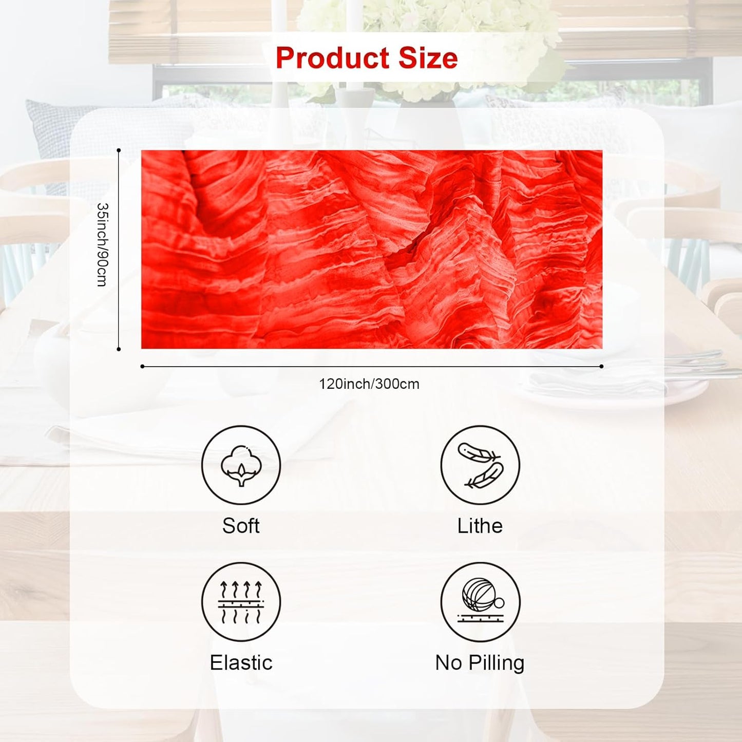 10 Pack Red Cheesecloth Table Runner 35x120 Inch 10Ft Rustic Gauze Cheese Cloth Table Runner Sheer Cheesecloth Table Runners for Wedding Party Bridal Shower Decoration