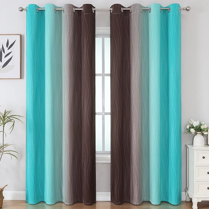 Estelar Textiler Full Room Darkening Gradient Blackout Curtains 96 Inch Length - Image 2