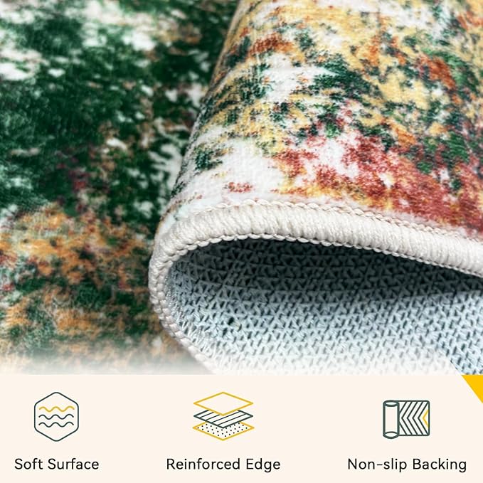 Washable Area Rugs 6ft Non-Slip Modern Abstract Soft - Image 4