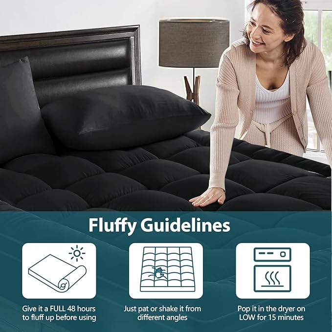 CYMULA Twin XL Mattress Topper - Soft Cooling Mattress Pad for College Dorm Room Essentials - Extra Thick Long Protector Cover for Back Pain, Single Bed Topper Pillow Top with 8''-21'' Deep Pocket