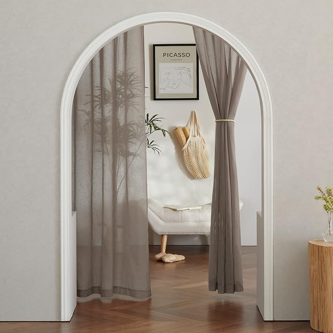 NICETOWN Sheer Linen Curtains for Windows 84 inch Length, Grommet Semi Balance - Image 7
